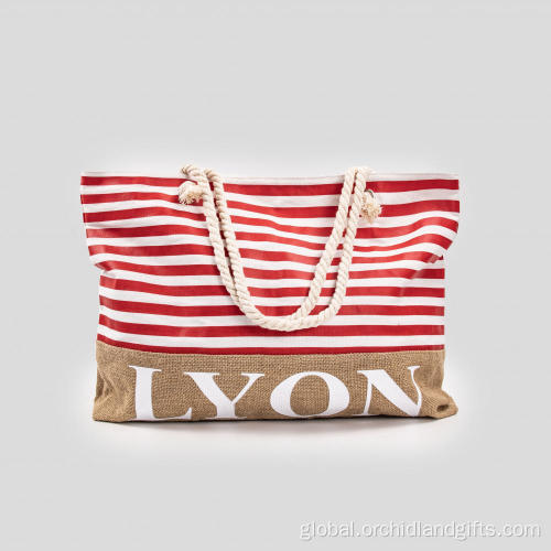 Casual large capacity red striped handbag